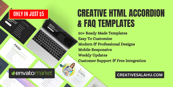 Creative HTML Accordion & FAQ Templates