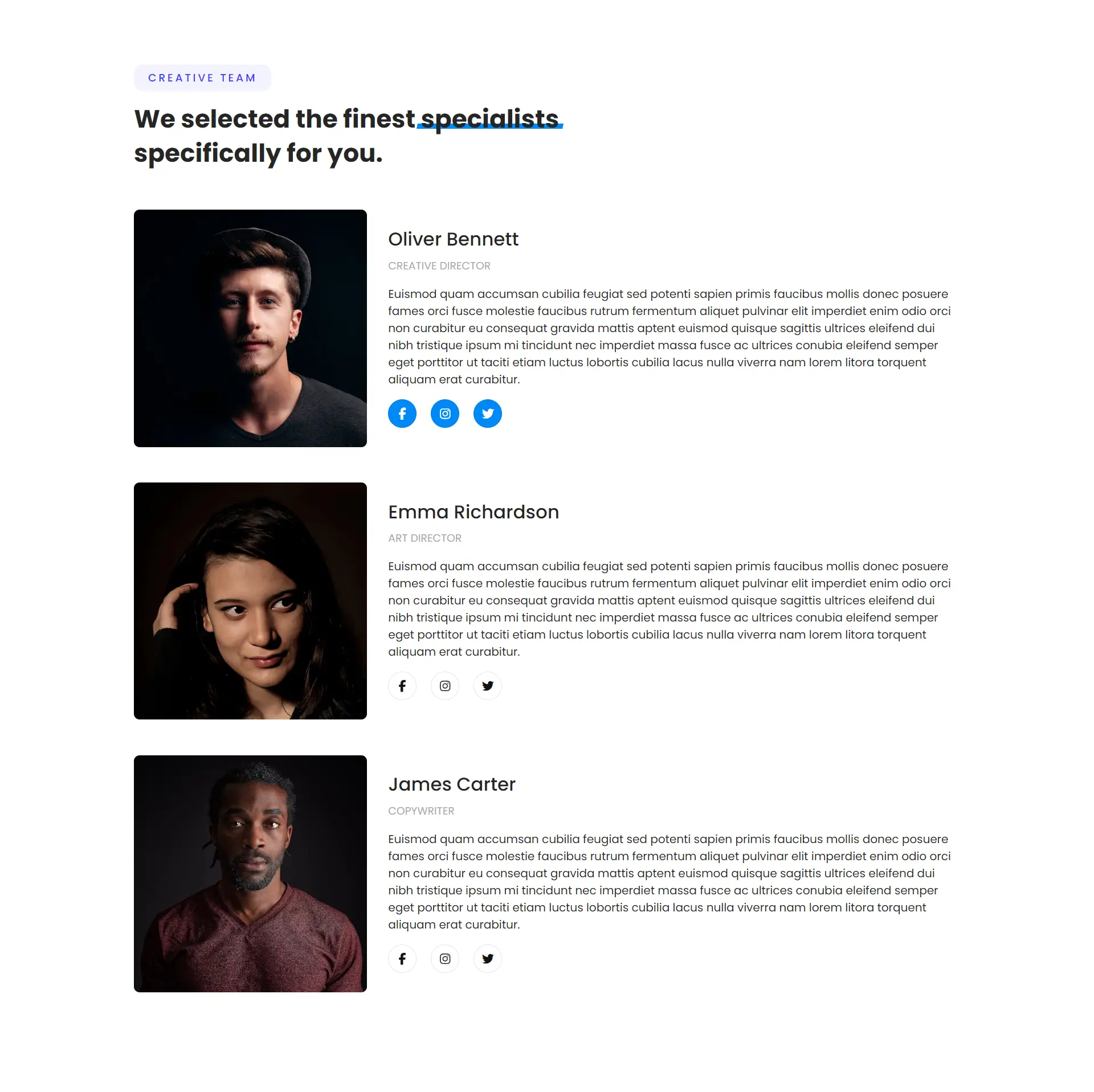 Creative Agency Team Section Template