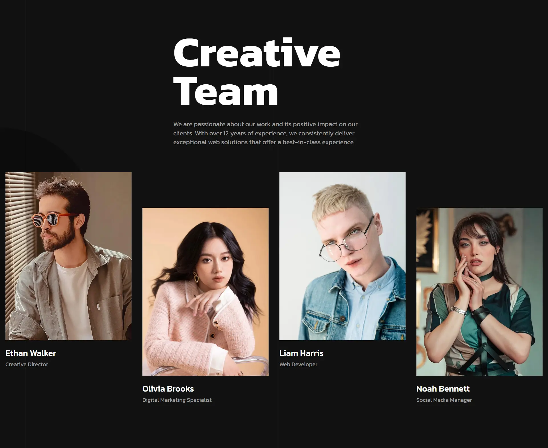 Creative Digital Agency Studio - Dark Team Section Template