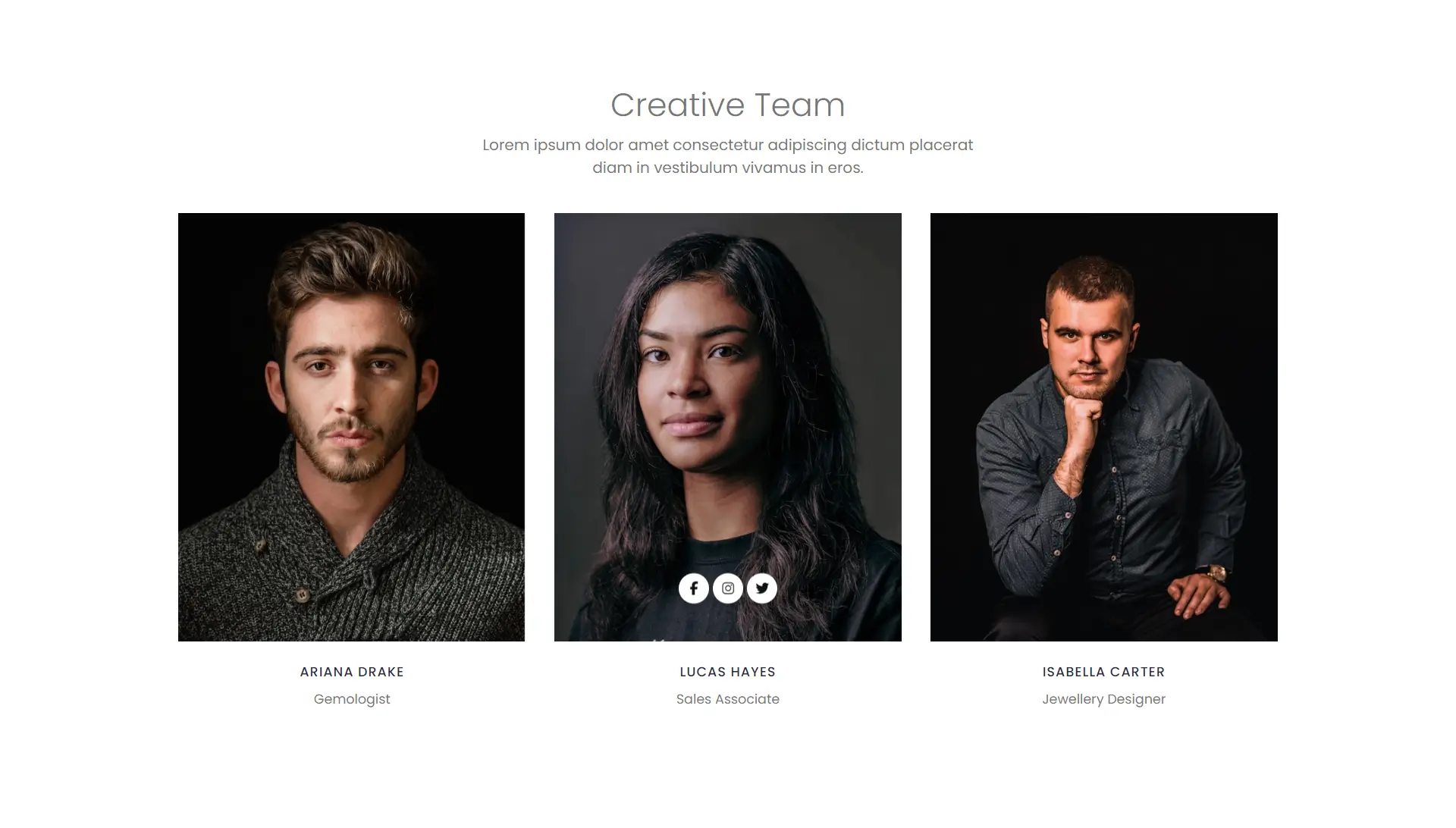 Creative Elegant Team Section Template