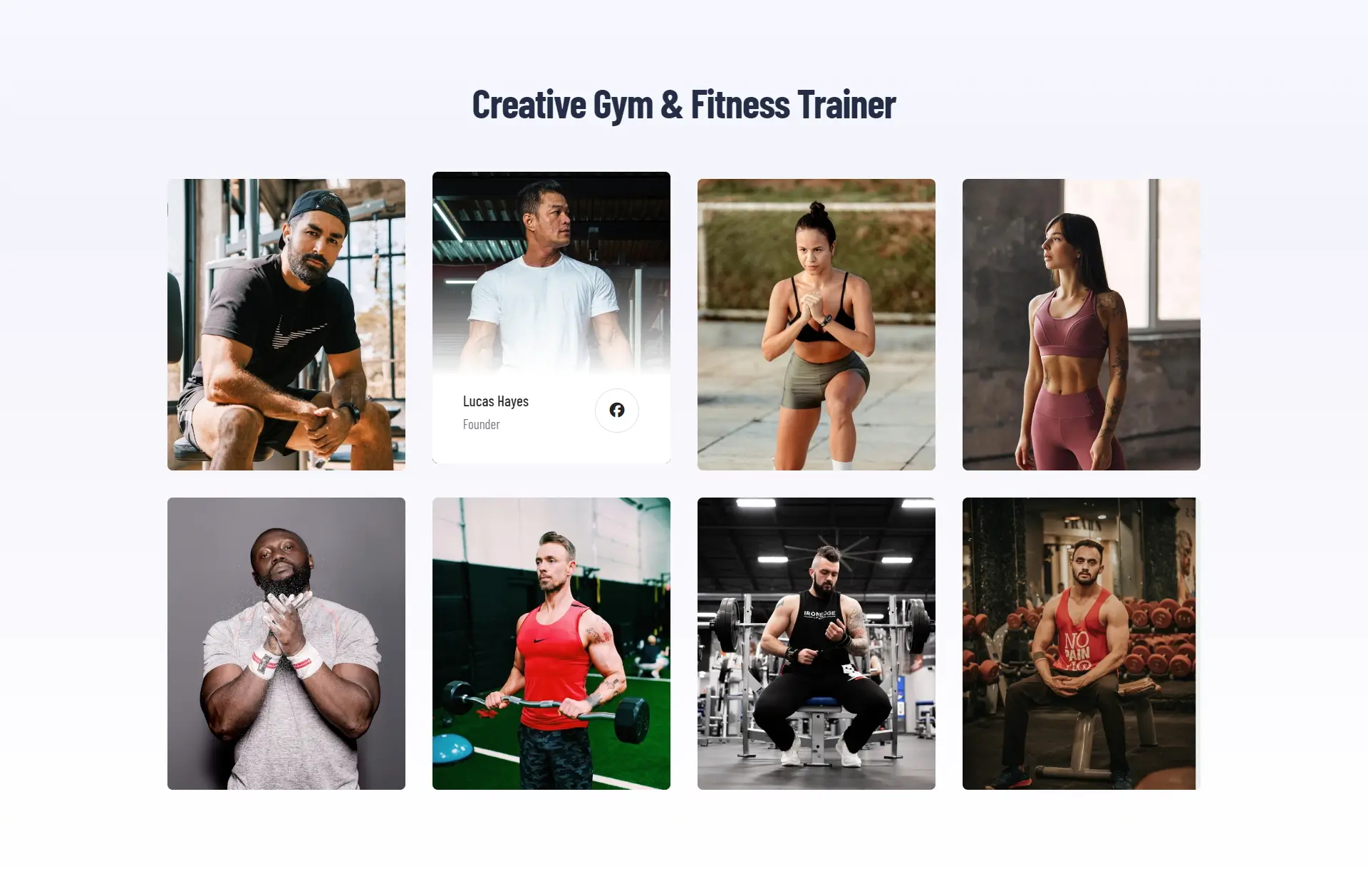 Creative Gym & Fitness Trainer Team Section Template