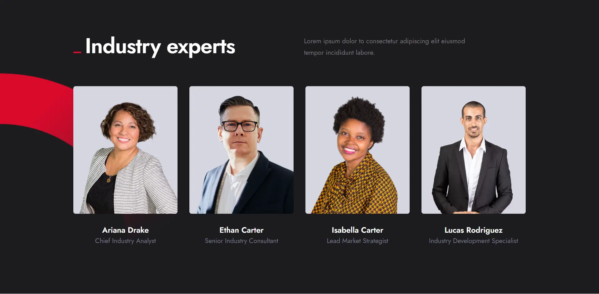 Creative Industry Expert Team Section Template