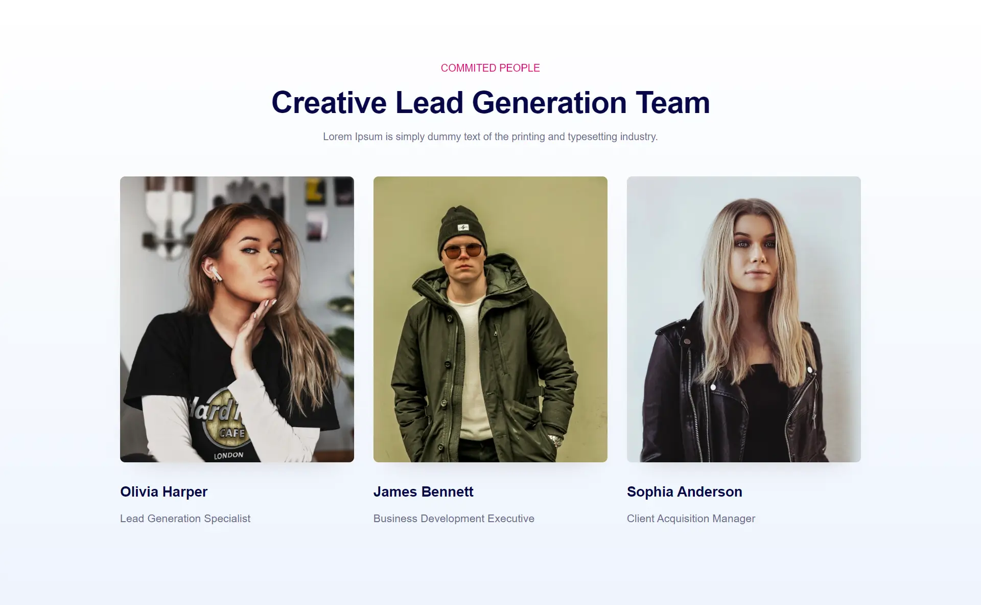 Creative Lead Generation Agency Team Section Template