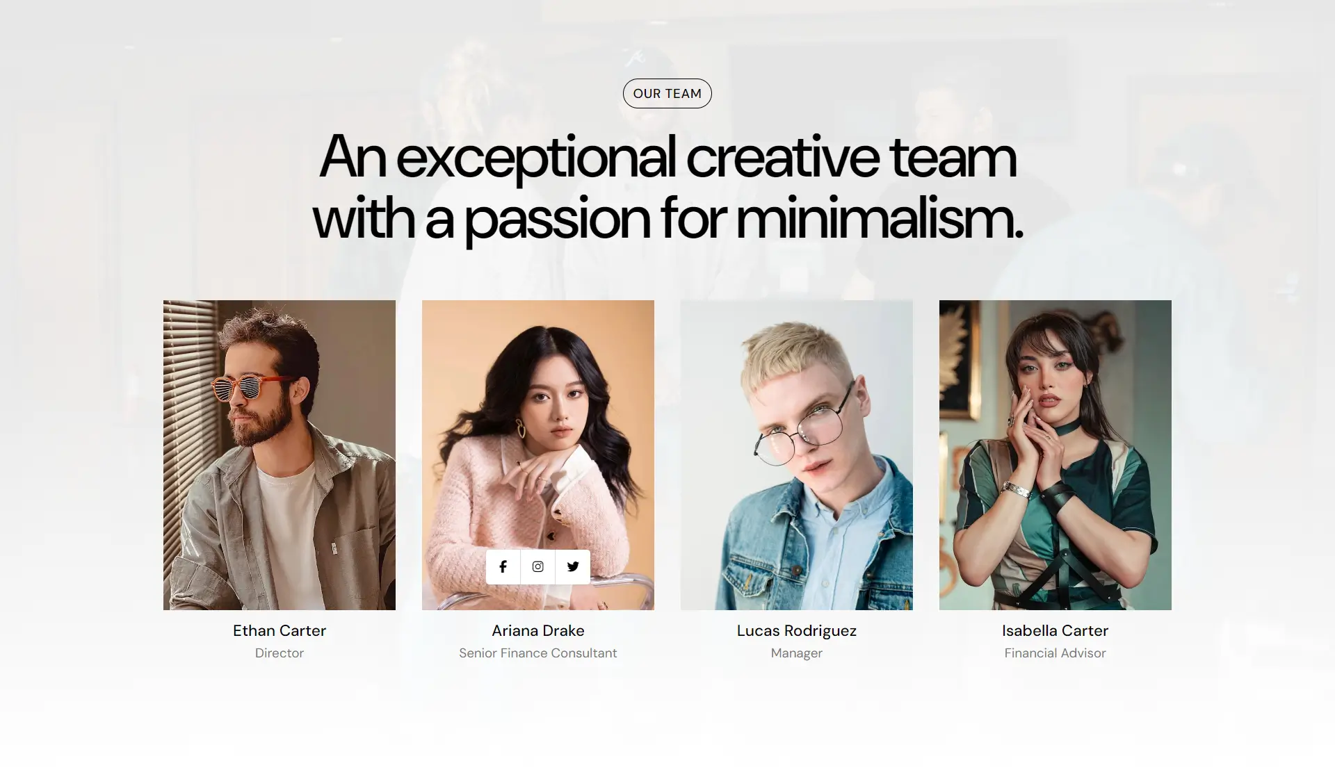 Creative Minimalism Team Section Template