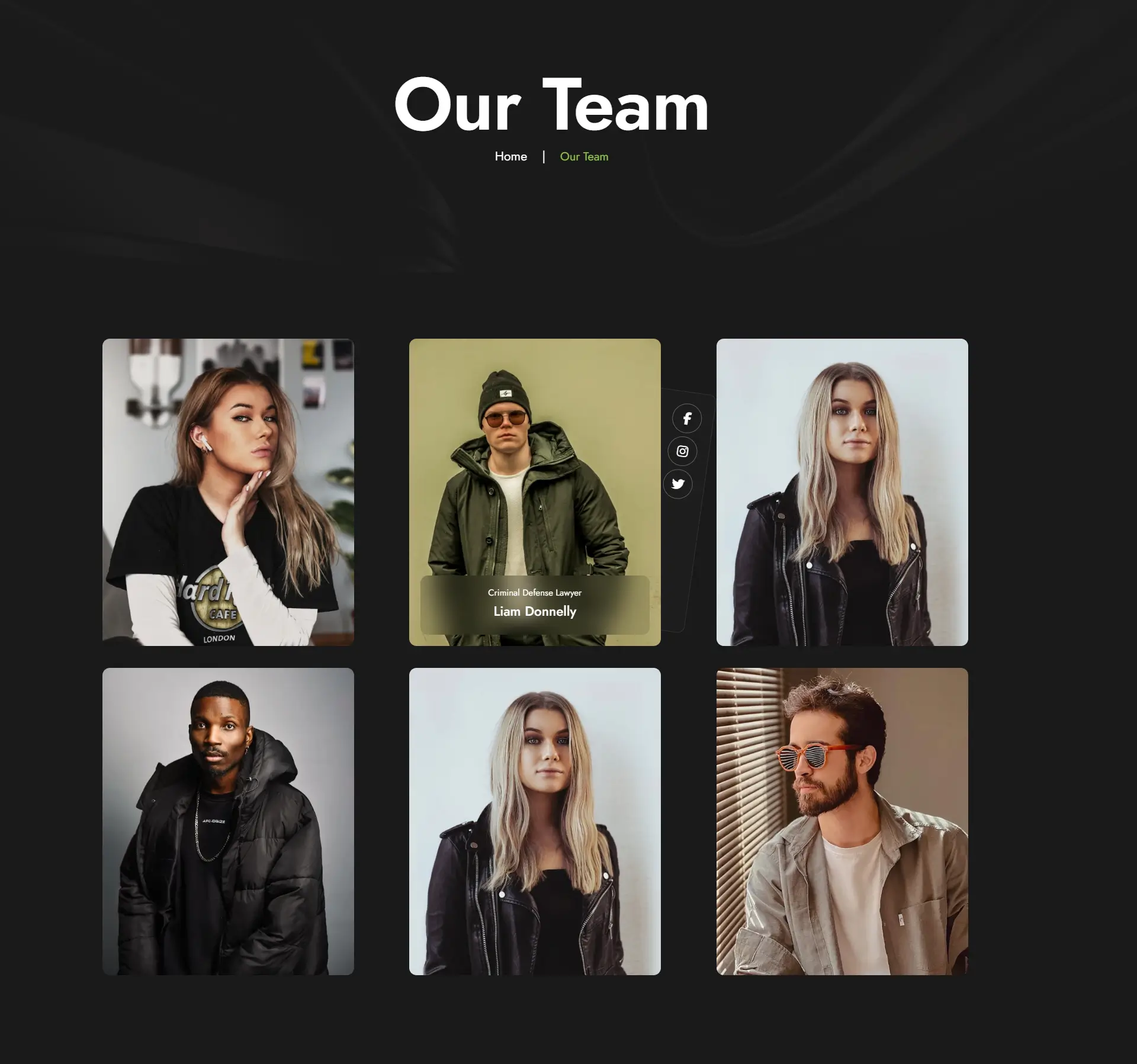 Creative Modern Startup - Dark Theme Team Section Template