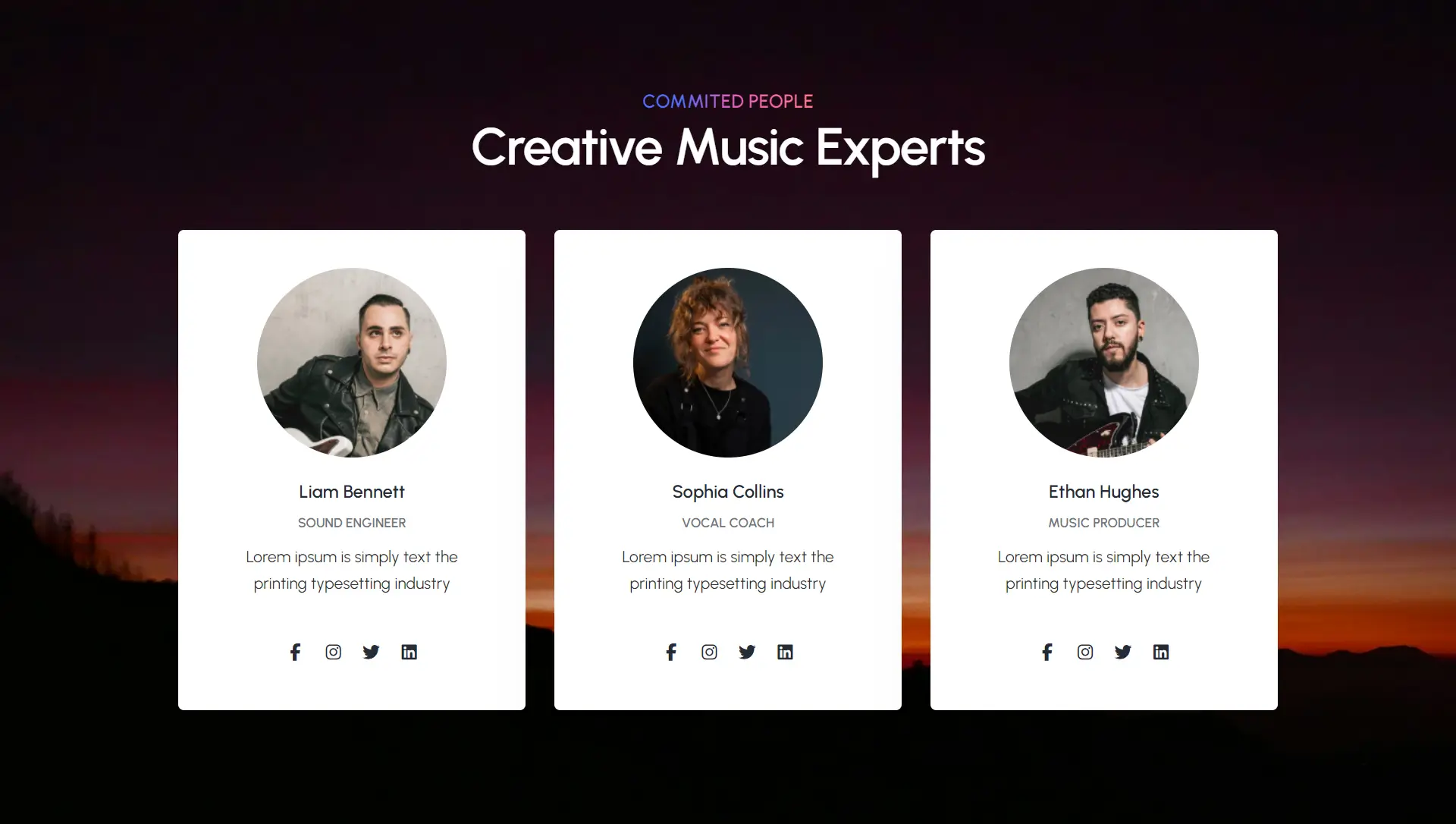 Creative Music Team Section Template