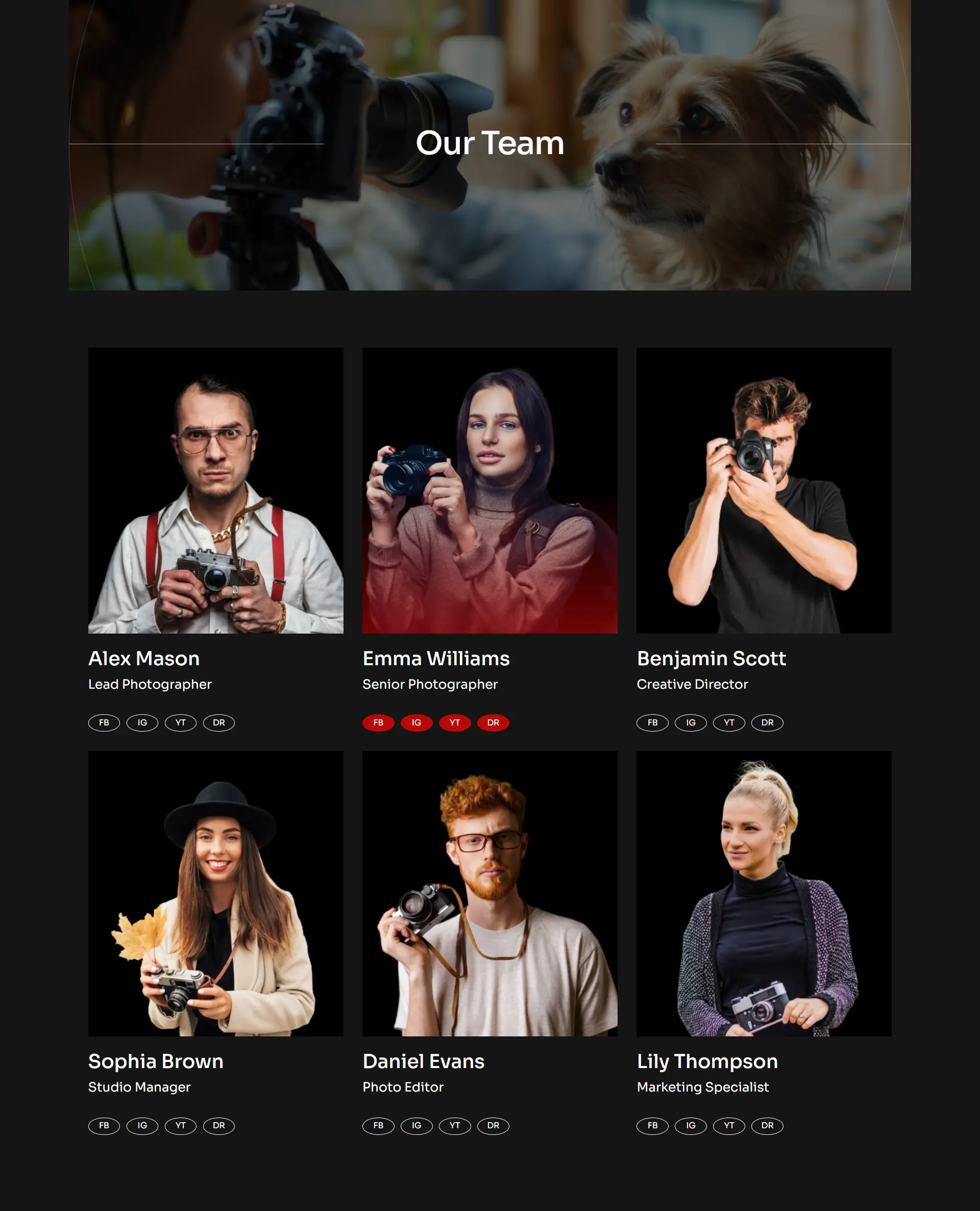 Creative Photography Agency Team Section Template