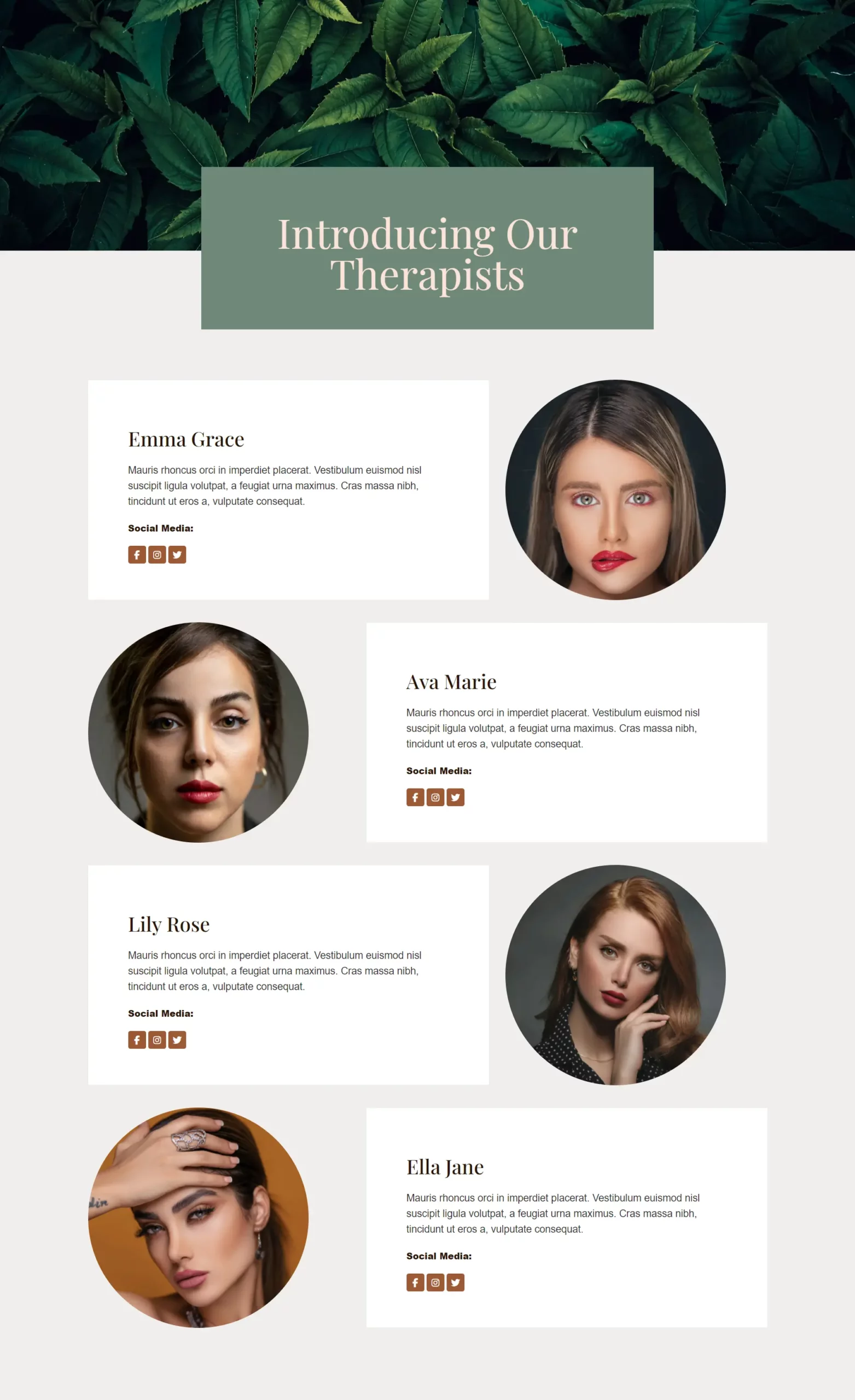 Creative SPA Team Section Template