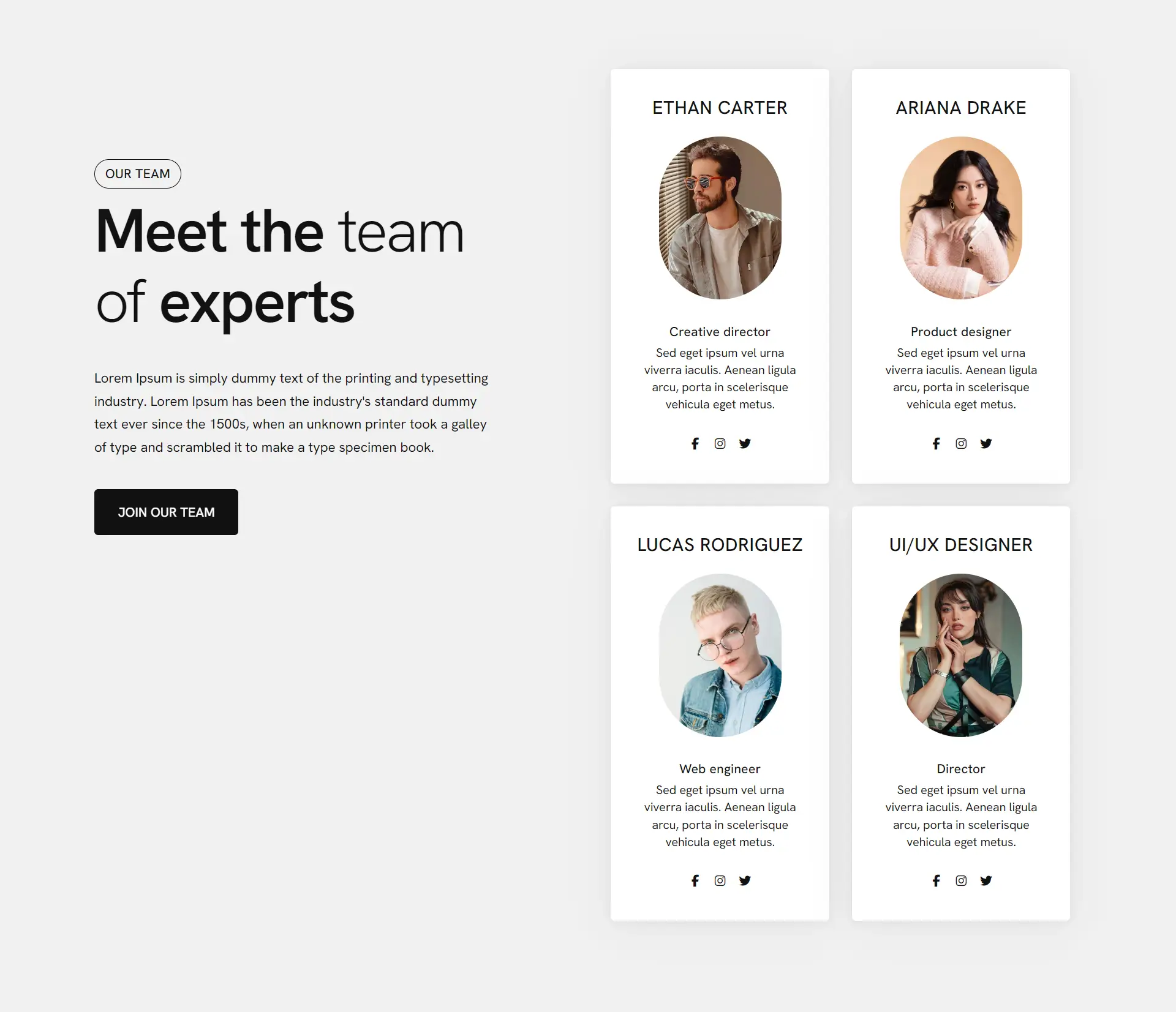 Creative Studio Team Section Template