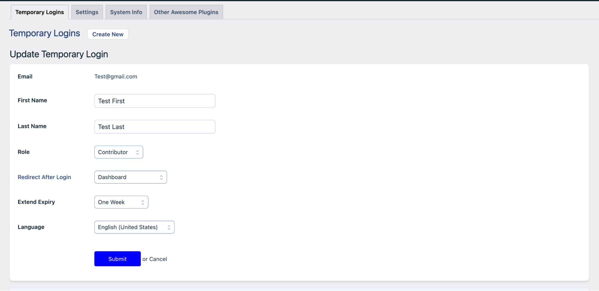 How to create temporary WordPress user logins Using Temporary Login