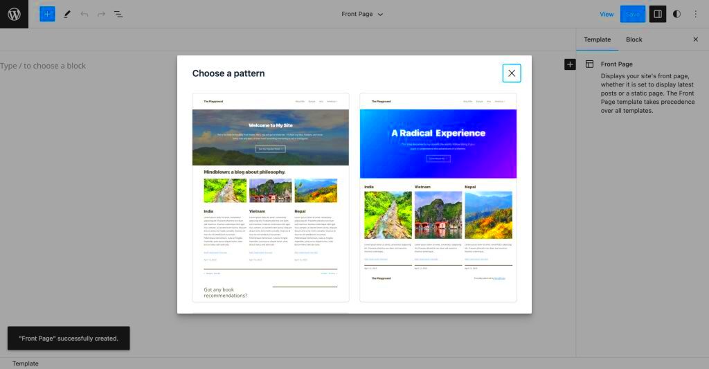 Using template patterns to build multiple homepage designs  WordPress