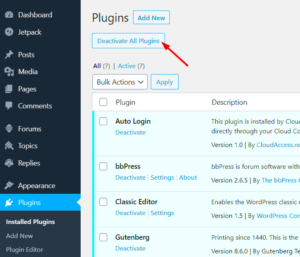 How to Deactivate All Plugins in WordPress