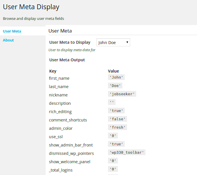 Display and View User Meta with User Meta Display WordPress Plugin  sMyles