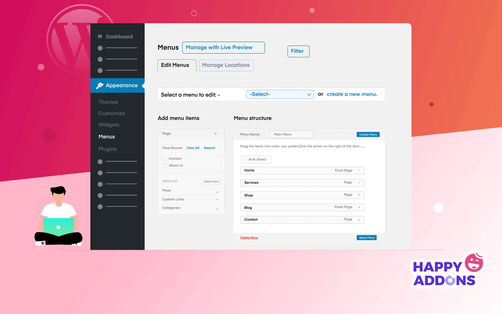 Updating WordPress Menu Locations Without Creating New Pages