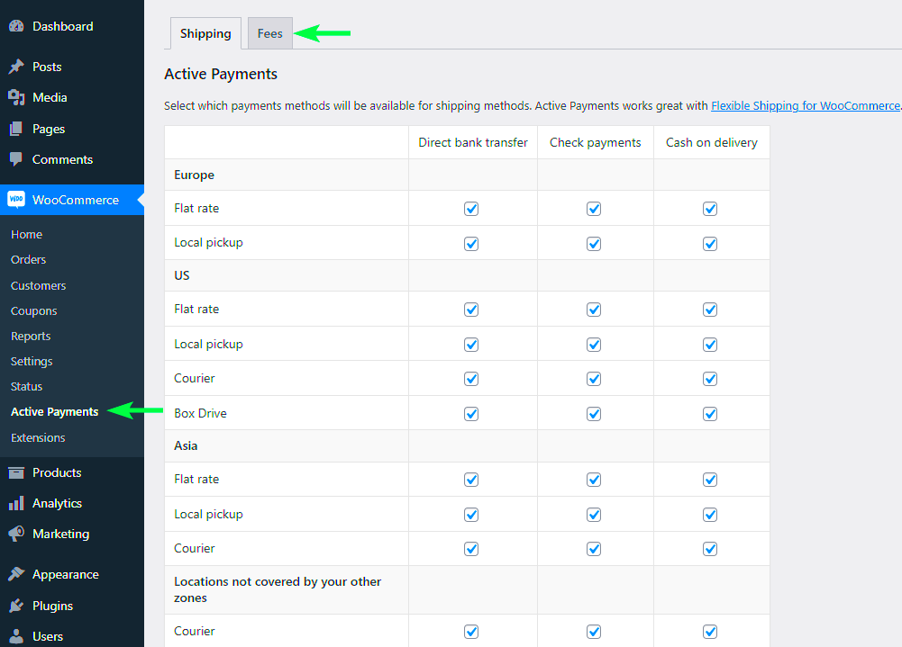 Add payment fees in WooCommerce with Active Payments options