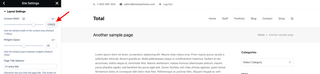 Elementor Site Width Setup  Total WordPress Theme