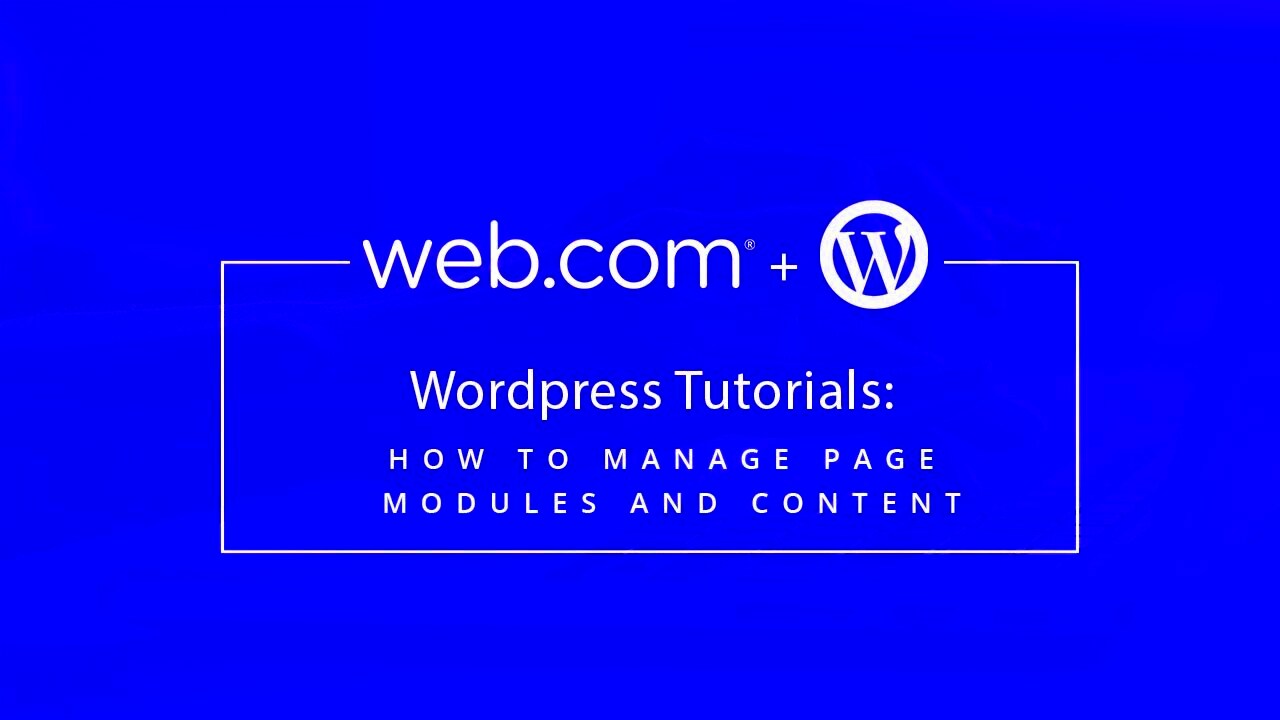 WordPress Tutorial How to Manage Page Modules and Content  YouTube