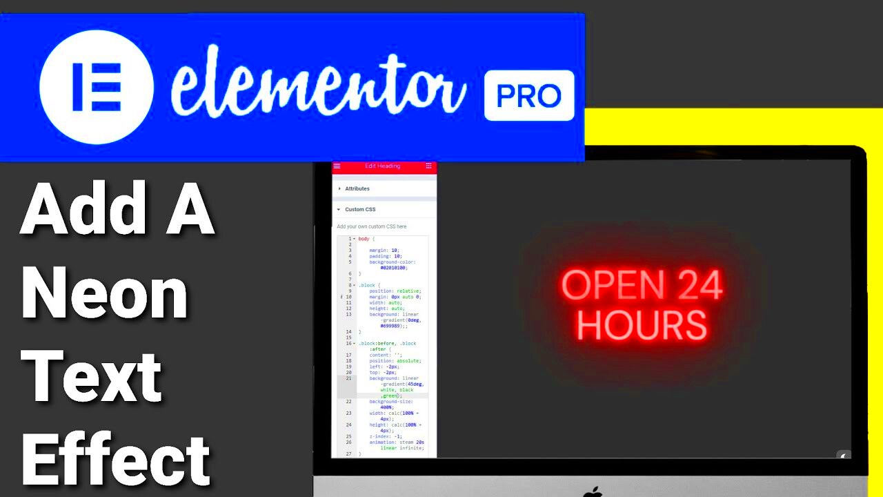 How To Add CSS Neon Text Effect In Elementor  YouTube