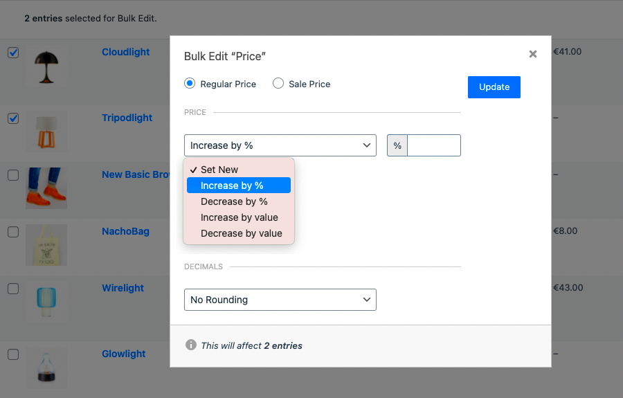 The best way to bulk edit prices in WooCommerce